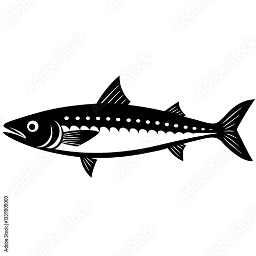 mackerel fish simple black silhouette, Black silhouette vector icon, silhouette illustration