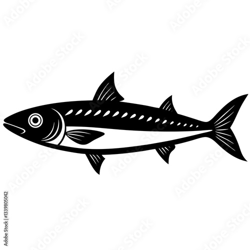 mackerel fish simple black silhouette, Black silhouette vector icon, silhouette illustration