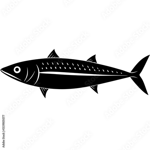 mackerel fish simple black silhouette, Black silhouette vector icon, silhouette illustration