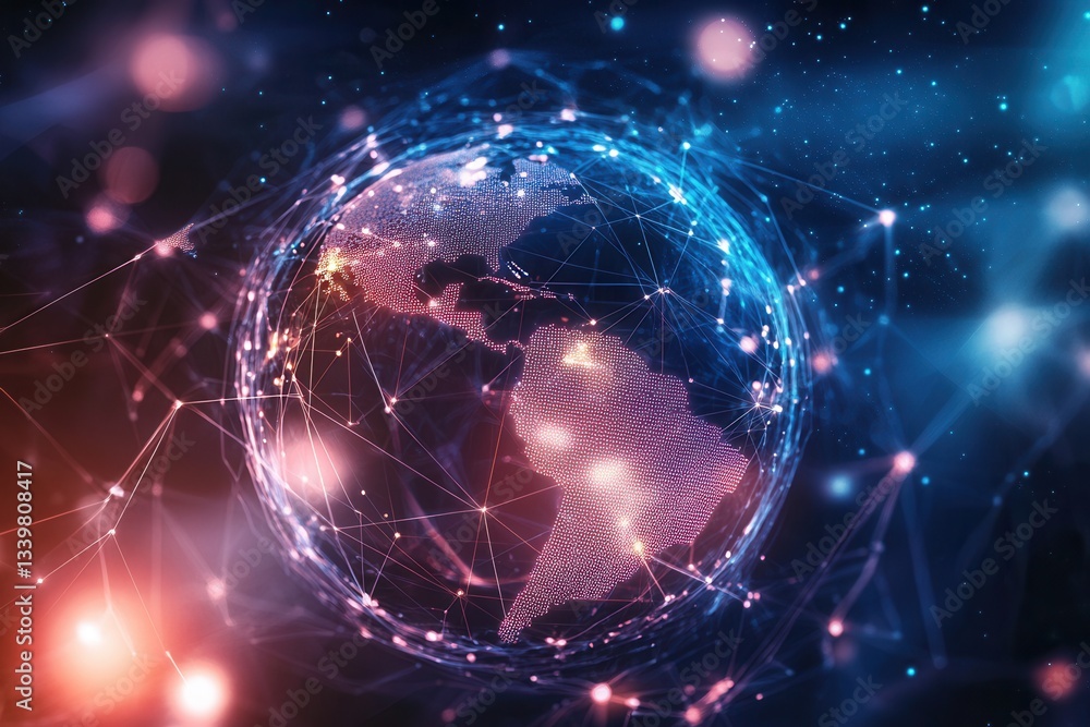 Planet earth rotating showing global network and data exchange Planet earth rotating showing global network and data exchange