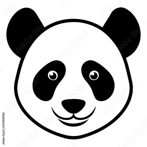 panda head simple black silhouette, Black silhouette vector icon, silhouette illustration