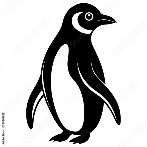 penguin simple black silhouette, Black silhouette vector icon, silhouette illustration
