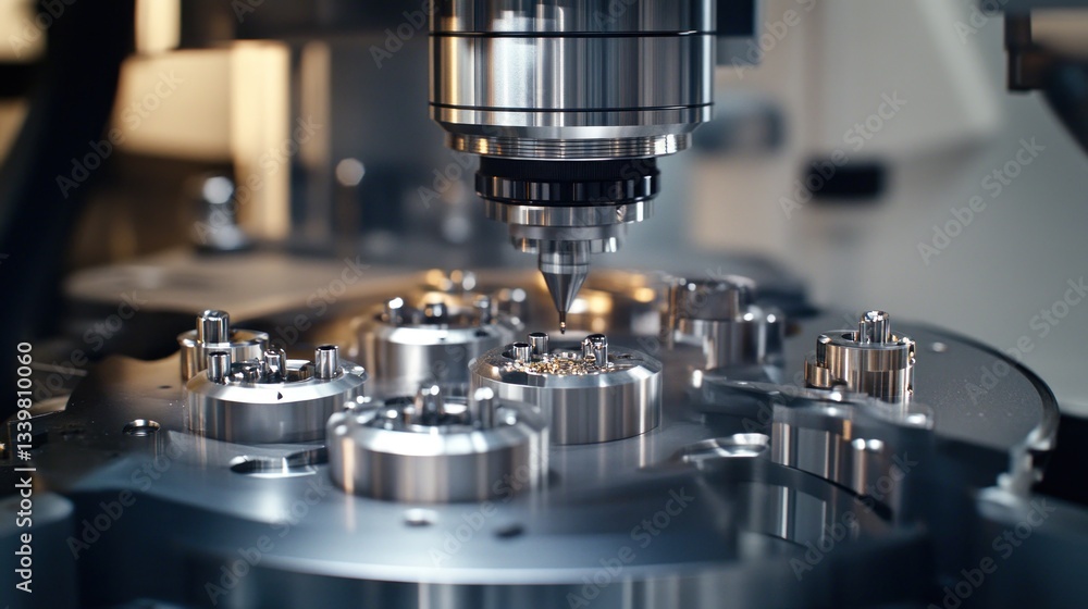 Close-up of a Machine Tool Cutting a Metal Component Close-up of a Machine Tool Cutting a Metal Component