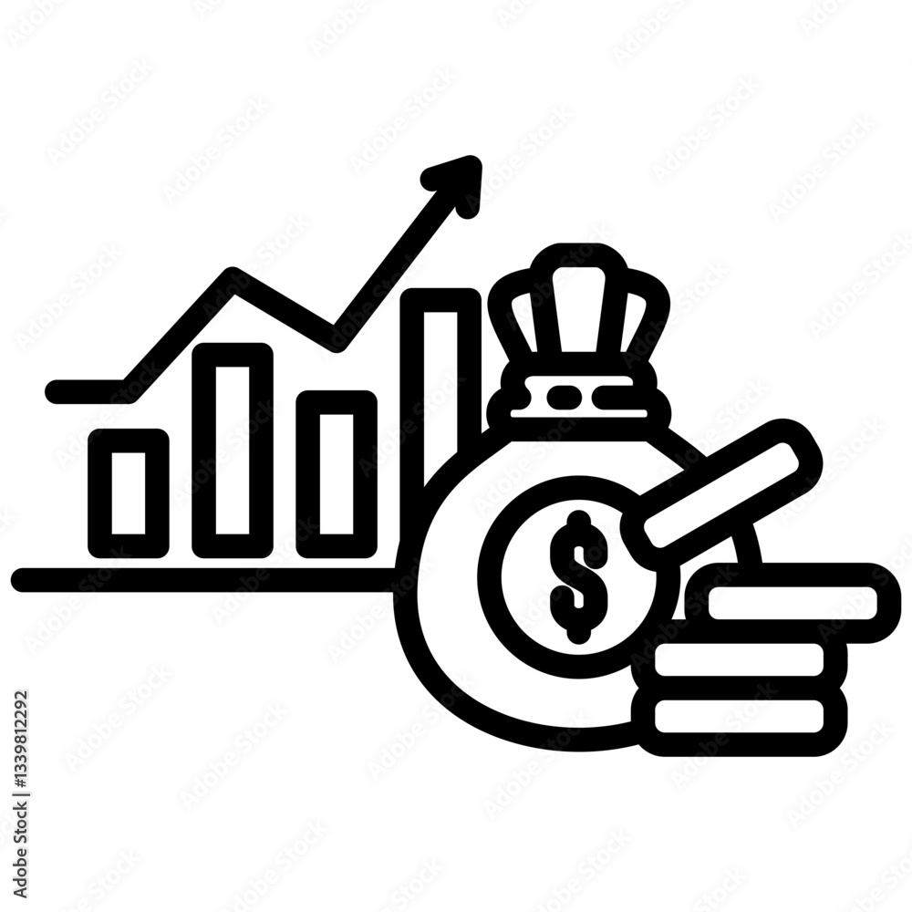 Profit icon in Outline Style. Simple Vector Design. Simple Vector Outline Icon Profit icon in Outline Style. Simple Vector Design. Simple Vector Outline Icon