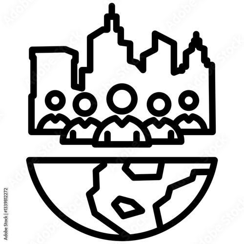 Population icon in Outline Style. Simple Vector Design. Simple Vector Outline Icon