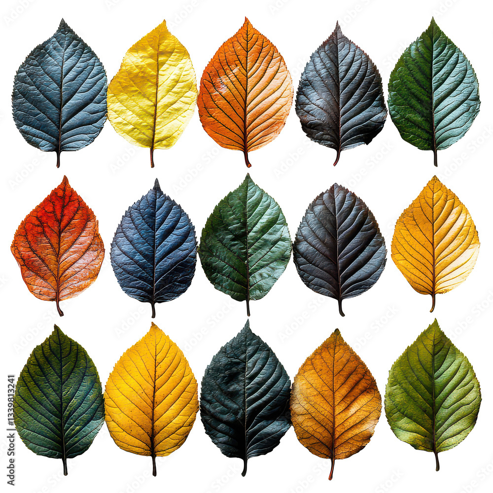 Colored leaves set isolated on transparent background.PNG Colored leaves set isolated on transparent background.PNG