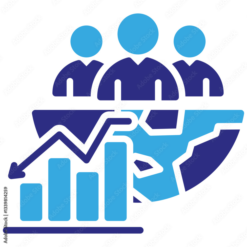Obraz premium Decrease Population icon in Glyph Dual Color Style. Simple Vector Design. Simple Vector Glyph Icon