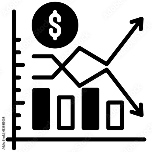 Fluctuation icon in Mix Filled Style. Simple Vector Design. Simple Vector Outline Filled Icon