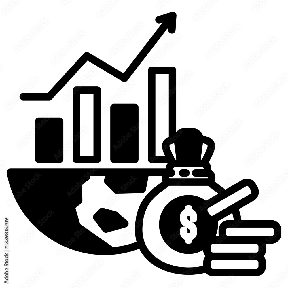 Rising icon in Mix Filled Style. Simple Vector Design. Simple Vector Outline Filled Icon