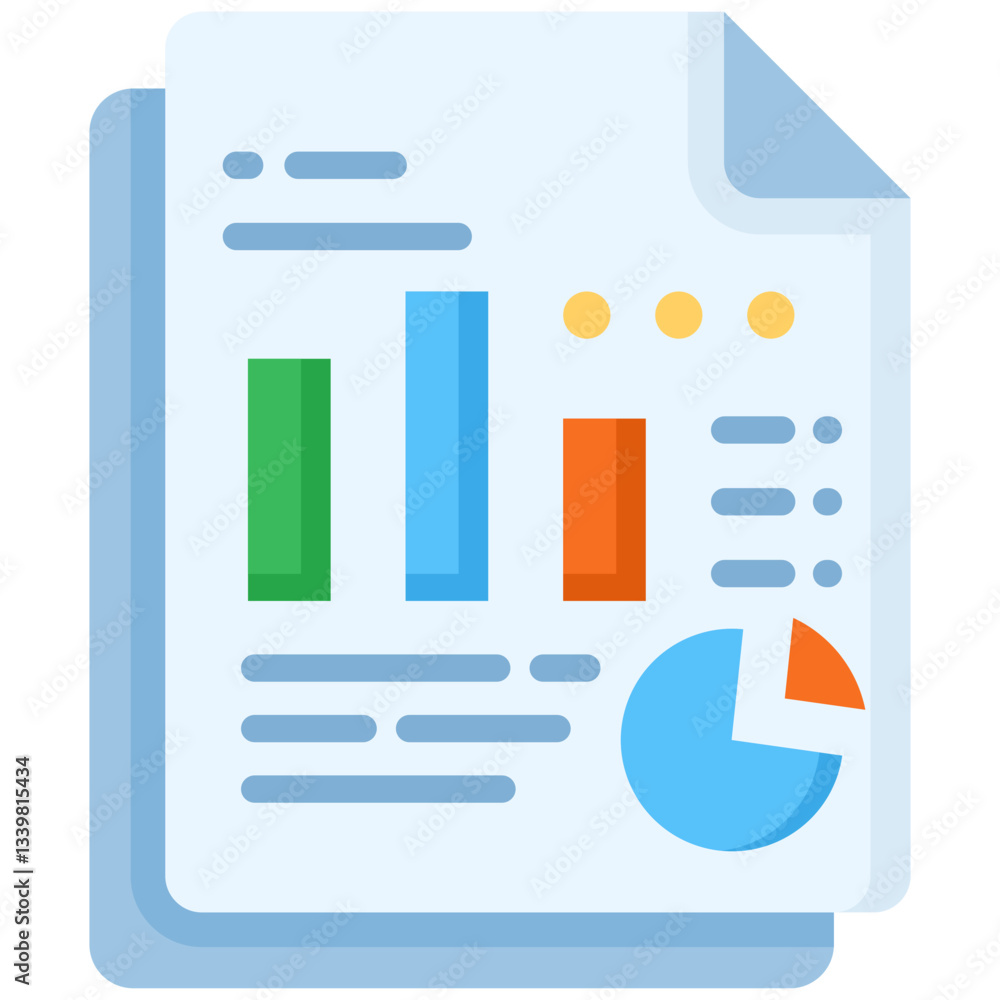 Obraz premium Business Report icon in Flat Color Style. Simple Vector Design. Simple Vector Flat Icon