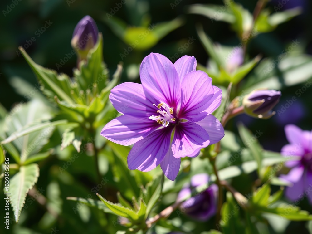 Sunlit Purple Blossoms and Foliage in Full Bloom Sunlit Purple Blossoms and Foliage in Full Bloom