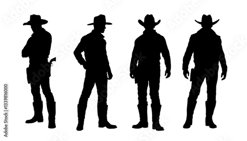 cowboy, gunslinger silhouette set - vector illustration