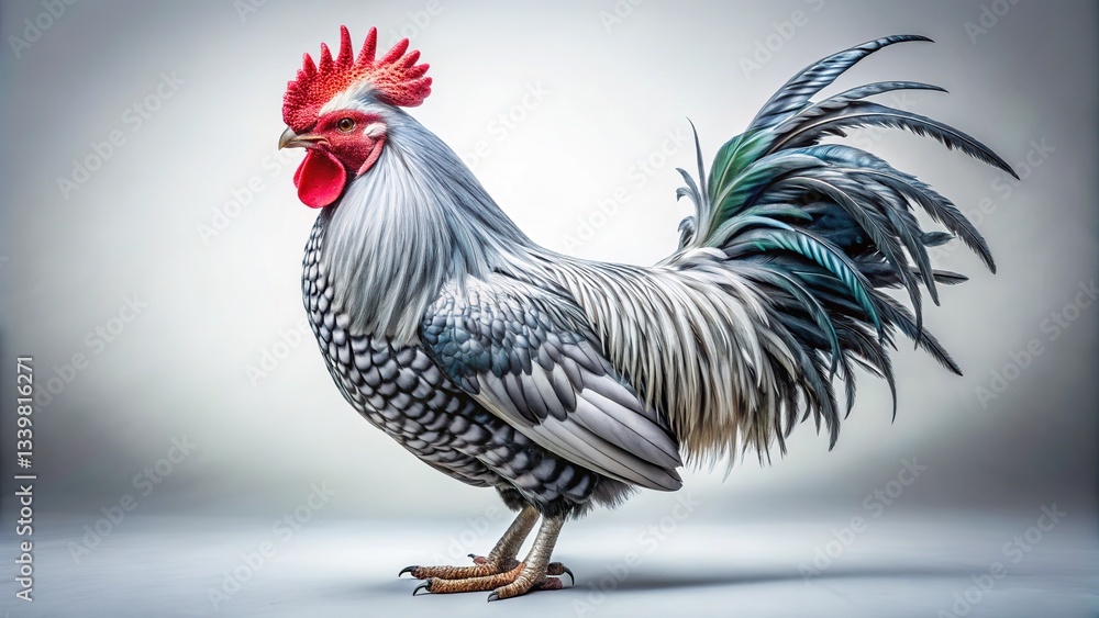 Silver Sebright Bantam Chicken Breed Portrait