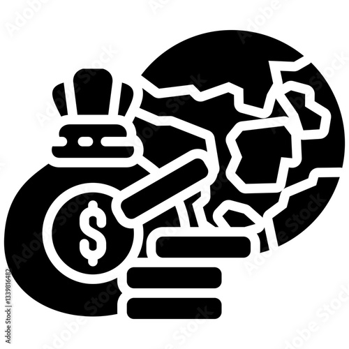 Global Economy icon in Glyph Style. Simple Vector Design. Simple Vector Glyph Icon