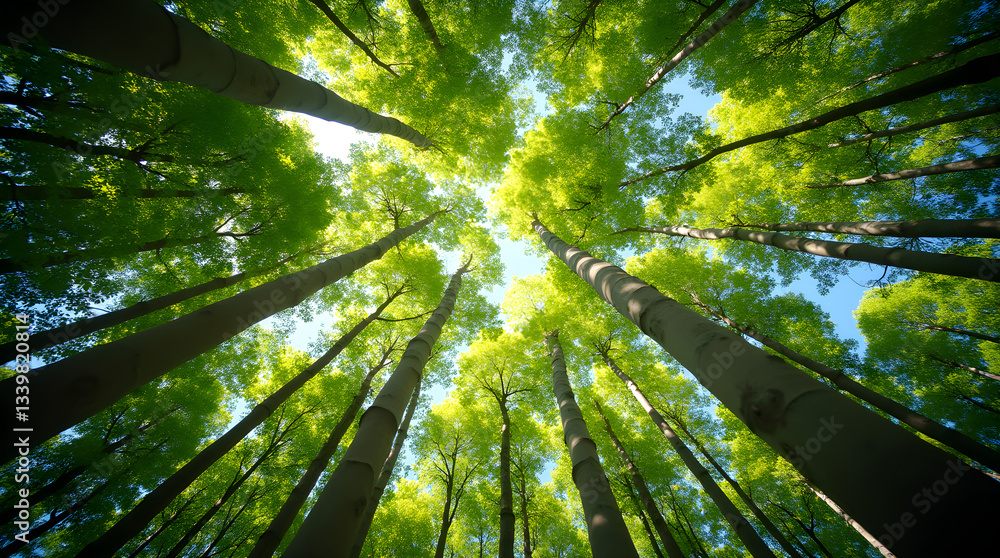 Stunning Lush Green Forest Canopy Sunlight Streaming Tall Trees Stunning Lush Green Forest Canopy Sunlight Streaming Tall Trees