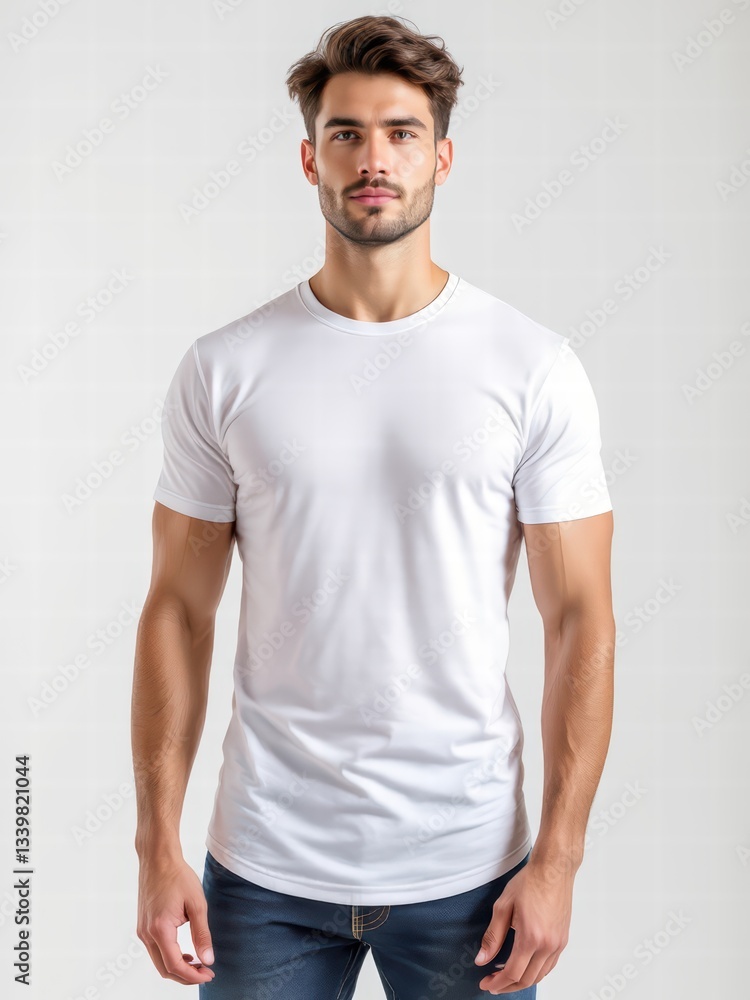 Man Wearing Plain White Shirt Mockup Man Wearing Plain White Shirt Mockup