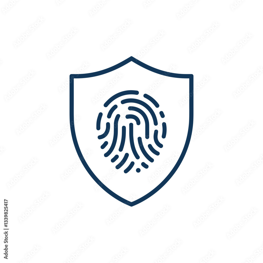 Fingerprint Security Shield – Biometric Authentication Icon Fingerprint Security Shield – Biometric Authentication Icon