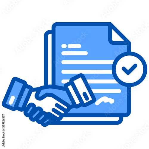 Contract icon in Blue Color Style. Simple Vector Design. Simple Vector Flat Icon