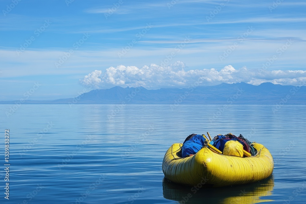 Obraz premium Floating Islands of Titicaca: Discover the Unique Uros Culture on Lake Titicaca, Peru's Enchanting South American Gem