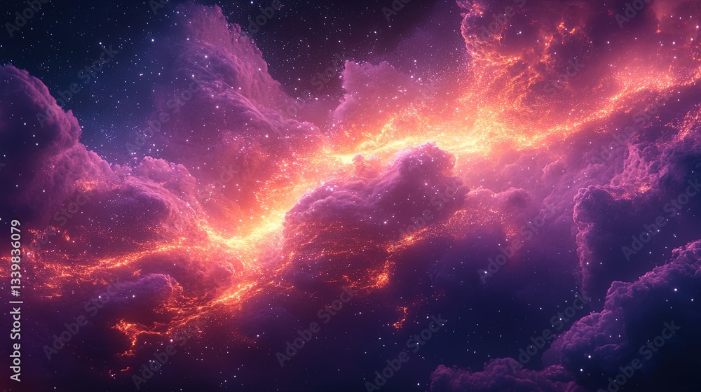 Fototapeta premium A glowing atomic cloud with trails of light representing quantum energy, futuristic and powerful 