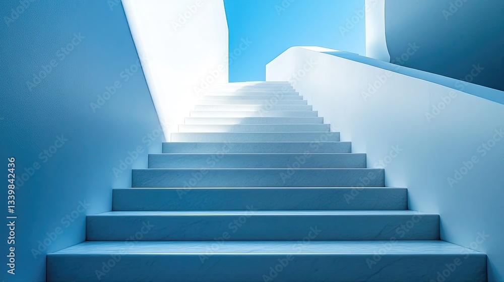 White stairs leading up in a modern building, emphasizing clean architectural design and minimalist interior spaces in a high-end commercial or residential setting. White stairs leading up in a modern building, emphasizing clean architectural design and minimalist interior spaces in a high-end commercial or residential setting.