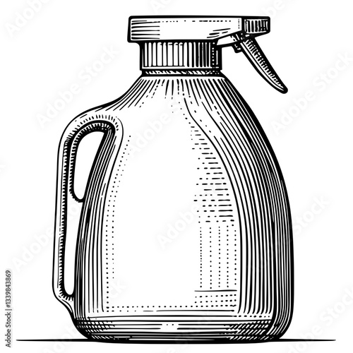 Elegant vintage illustration showcasing a hand-drawn engraved bottle with a distinctive spray nozzle for artistic tattoo design inspiration