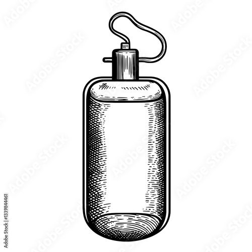 Engraved illustration of a vintage spray bottle design showcasing hand-drawn details and premium craftsmanship for creative tattoo inspirations
