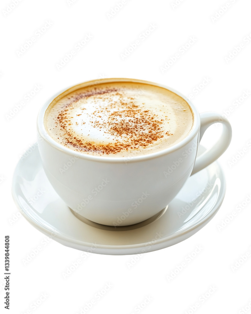 Steaming Cup of Cappuccino with Cinnamon on Transparent Background, PNG Steaming Cup of Cappuccino with Cinnamon on Transparent Background, PNG
