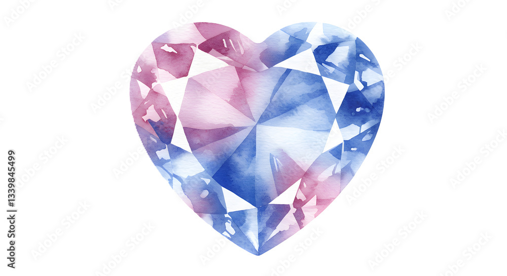 watercolor illustration gem stone in heart shape isolated on white or transparent png watercolor illustration gem stone in heart shape isolated on white or transparent png