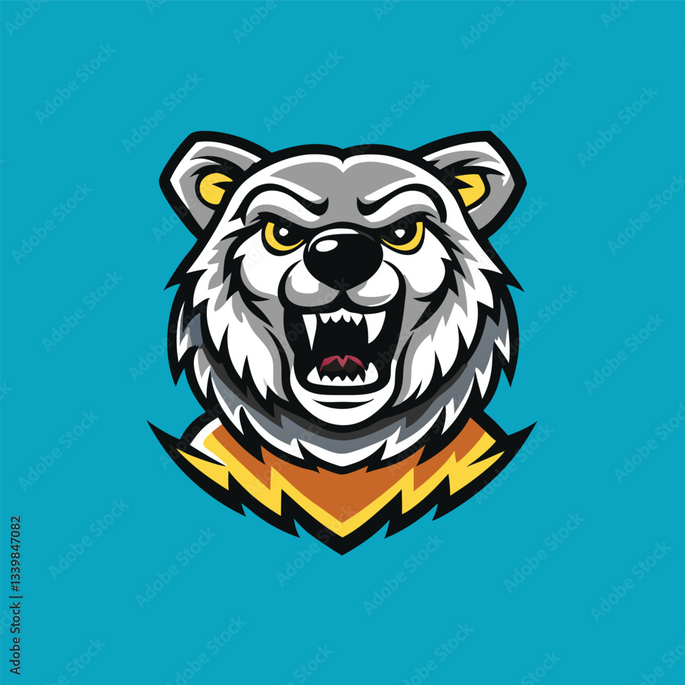 Obraz premium Flat Modern Vector Illustration of a Bear in Stylish Design