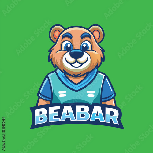 Bear Cartoon Mascot Character with Bold Vector Logo Illustration Style