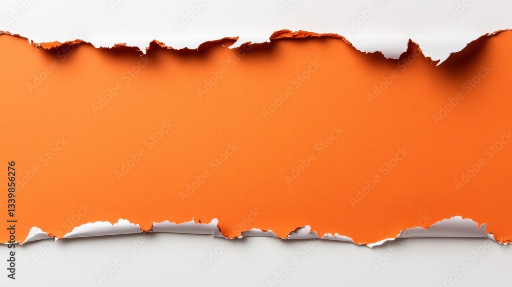 Fototapeta premium Torn Paper Revealing Vibrant Orange Background: A Bold Abstract Image