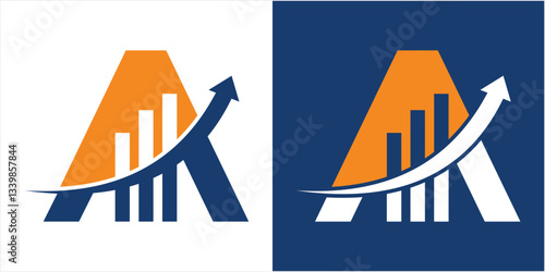 Letter A Financial Logo. Finance and Financial Investment Development Logo Template Concept with Business Growth Arrow