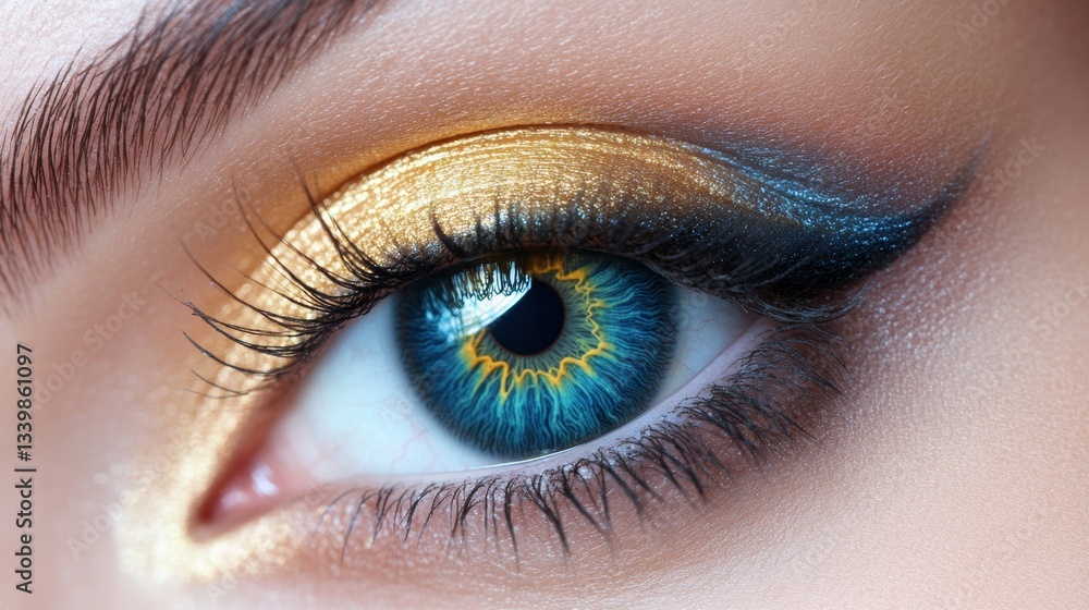 Fototapeta premium Close-up of a beautiful woman's eye, with perfect skin and long lashes. 