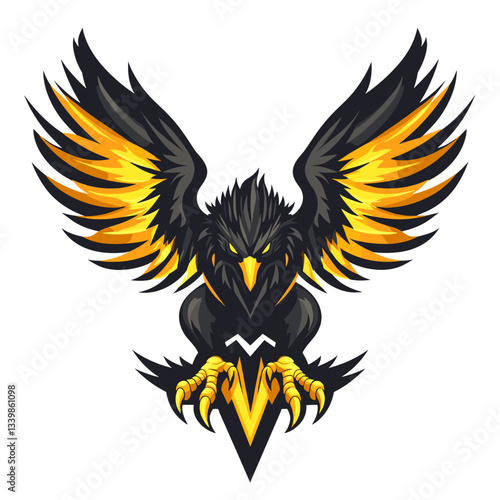 Esports logo featuring a mythical griffon with glowing golden runes enhancing its fierce appearance