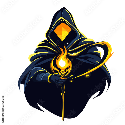 Mystical mage logo featuring glowing runes in a shadowy design ideal for esports branding and gaming communities