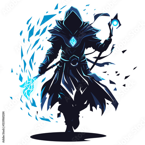 Mystical mage logo featuring glowing runes and shadowy elements for an esports brand