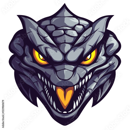 Esports logo featuring a legendary basilisk with stone-like scales and piercing yellow eyes