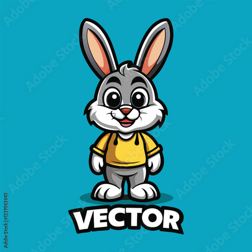 Adorable Cartoon Vector Illustration of a Cute Bunny Mascot