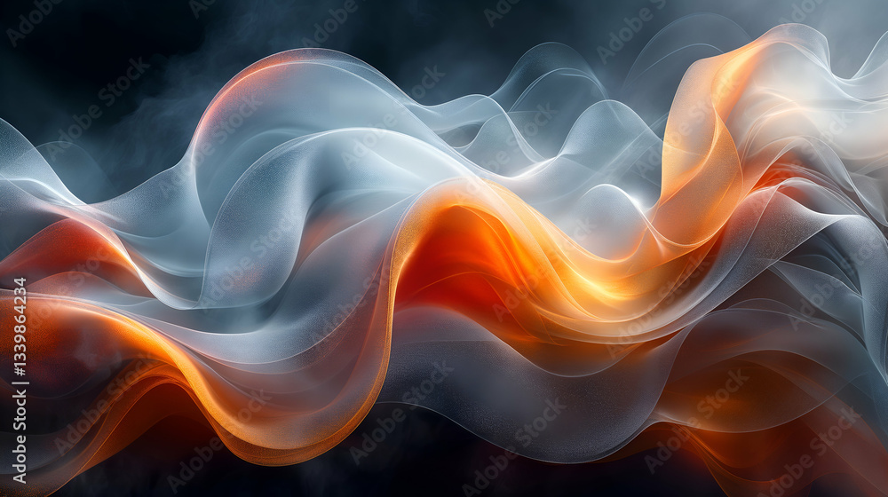Fototapeta premium Orange and Grey Flowing Waves Elegant Swirling Texture, Modern Gradient Design
