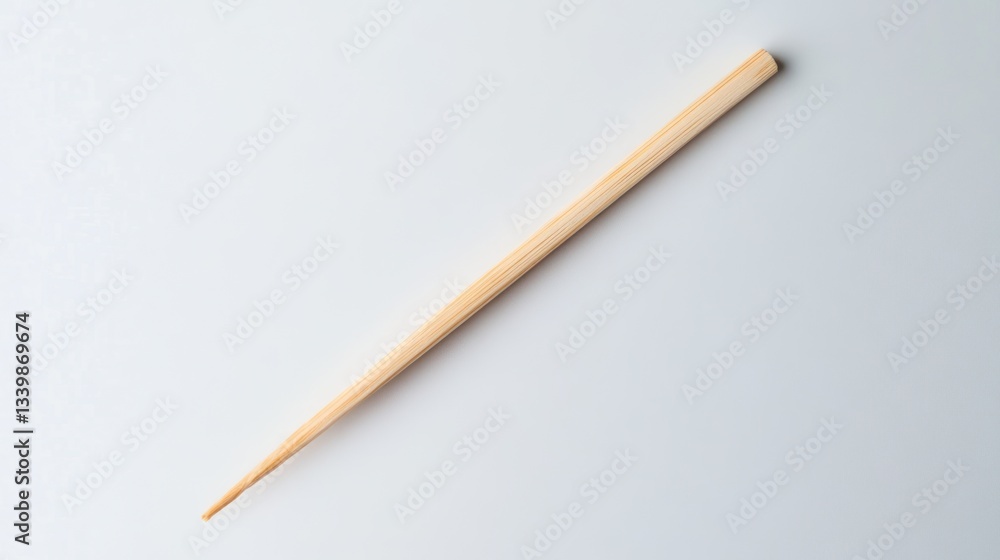Single Wooden Chopstick on White Background Single Wooden Chopstick on White Background