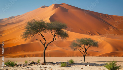 desert landscape with palm trees