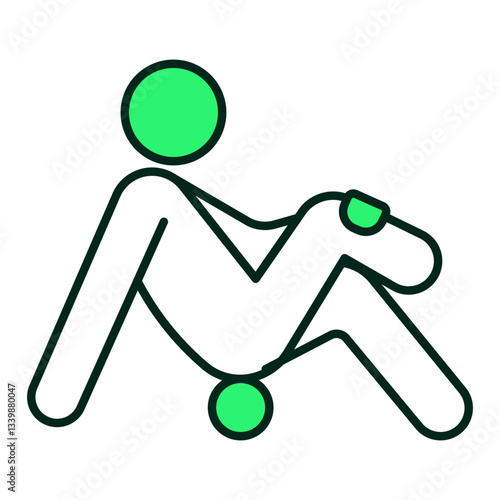 Person stretching icon representing flexibility training, foam rolling, and muscle relaxation, editable stroke