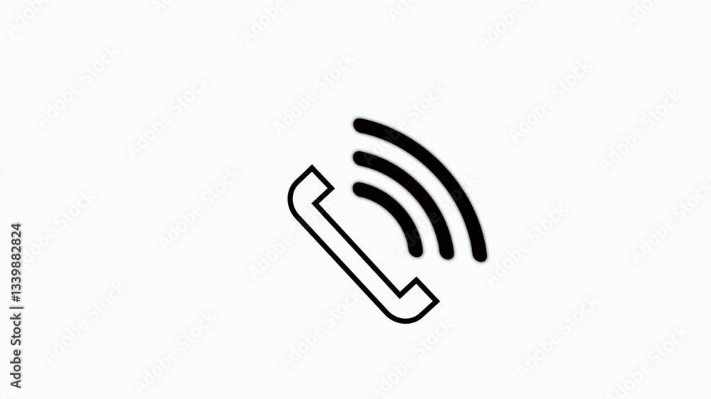 Calling icon with radio wave signal animation on black background. Incoming call phone icon you receive the message animated on black background. Calling icon with radio wave signal animation on black background. Incoming call phone icon you receive the message animated on black background.