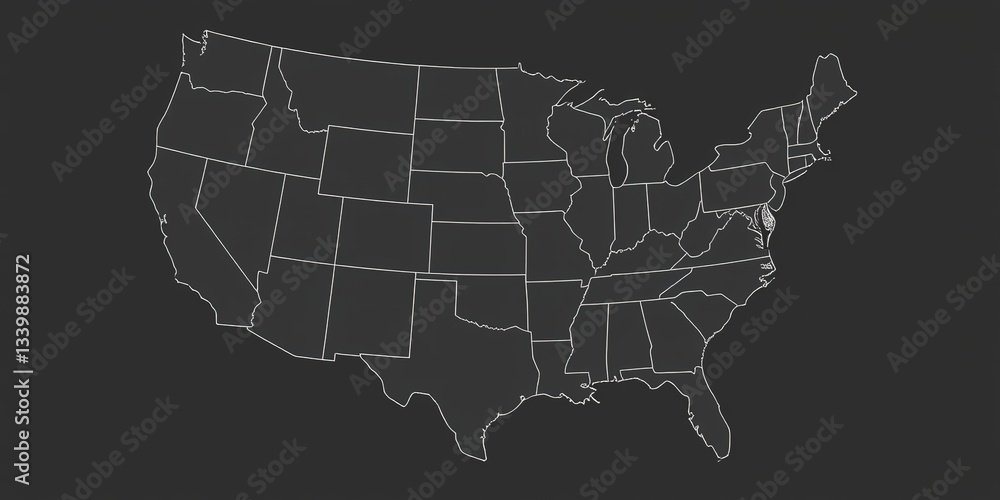 Obraz premium USA Map PNG - Blank Left Side for Design