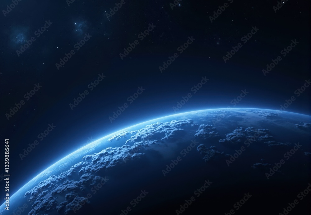Fototapeta premium Earth's Curvature, Clouds, and Space Background