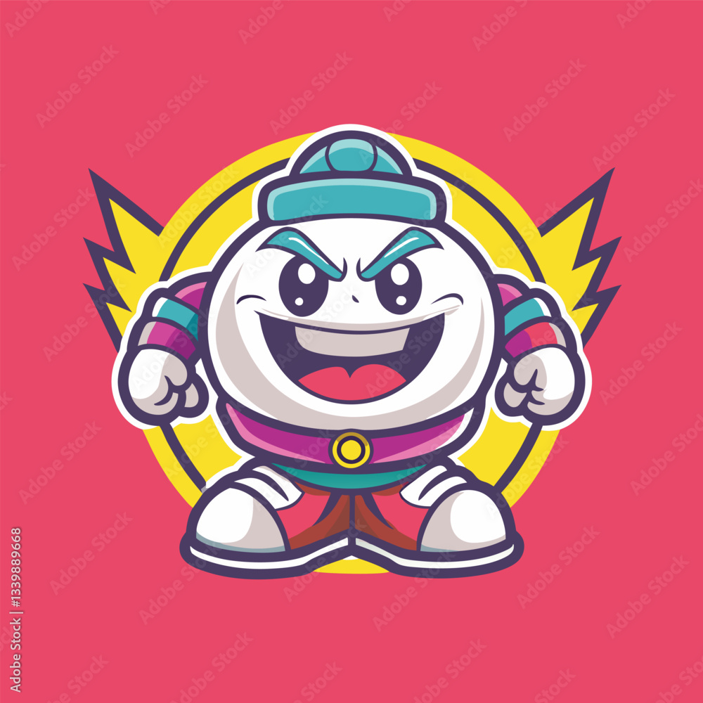 Obraz premium Cute Cartoon Mochi Mascot in Vector Logo Illustration Style