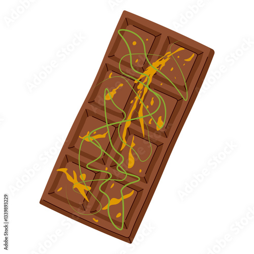 Dubai chocolate bar with pistachio paste filling. Luxury gourmet dessert. Premium handmade chocolate, cocoa dessert