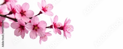 Isolated pink sakura branches, full bloom, white backdrop , japanese cherry, pastel, tree