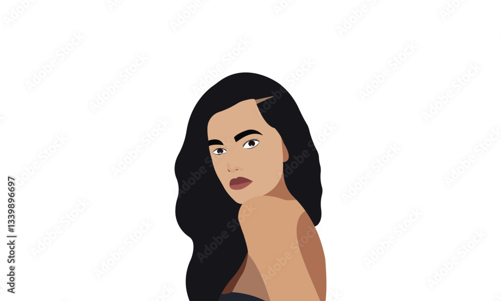 girl with long hair design